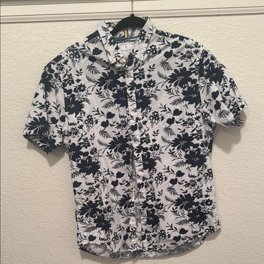 Denim and Flower by Ricky Singh Blue and White Casual Button Down Shirt